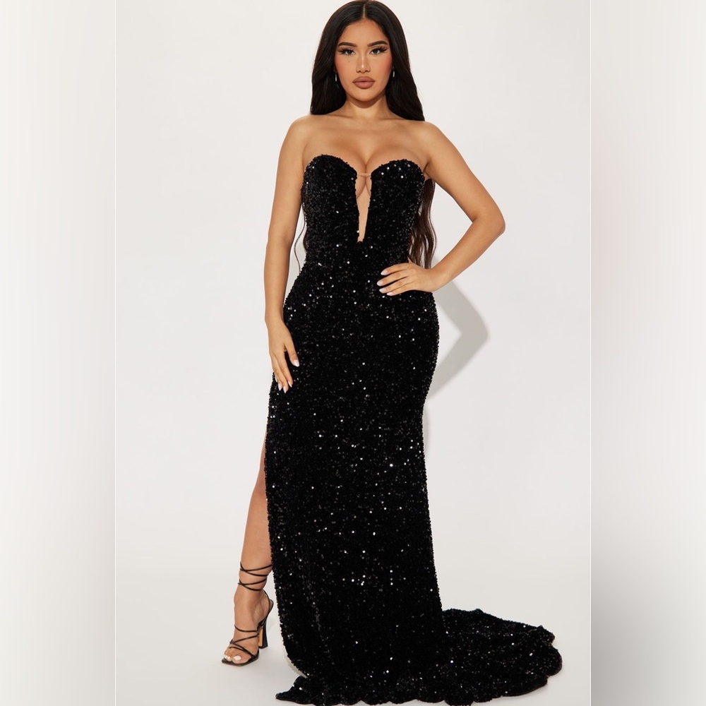 Long Black Sequin dress